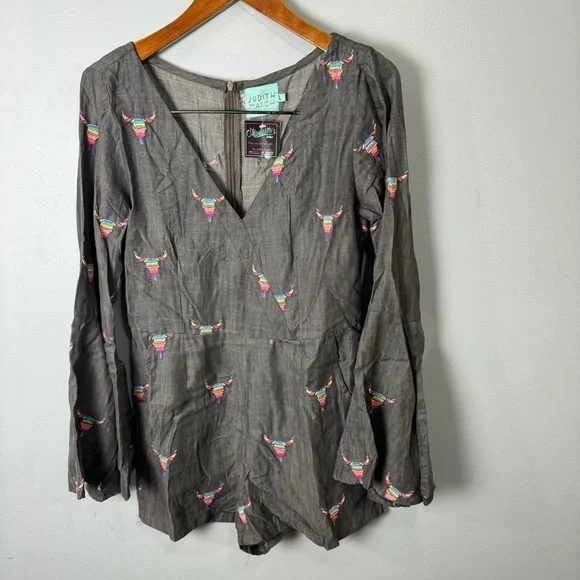 Anthropologie Judith March Chambray Romper Shorts sz L NEW Size L NEW #C416 - Picture 9 of 13